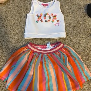 Two piece crop top and skirt